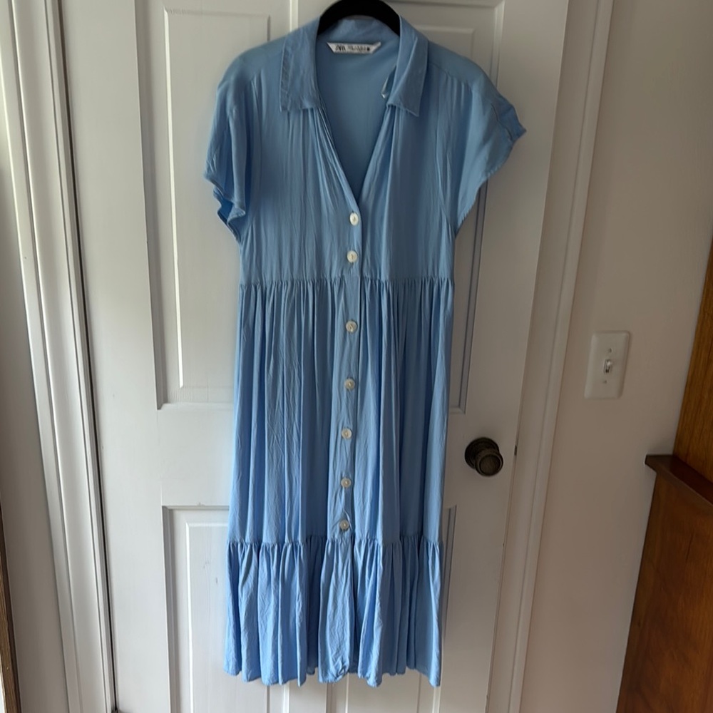 Light Blue Button-Up Dress